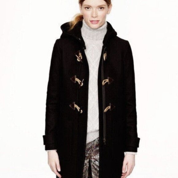 J.Crew Navy Wool Cashmere Nello Gori Hooded Coat Women Size:10 - Picture 1 of 3